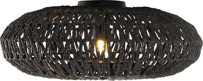 Retro plafondlamp zwart touw 50cm - Lina