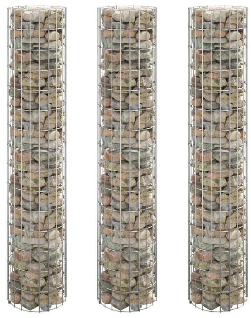 vidaXL Gabion plantenbakken 3 st rond verhoogd Ø30x150 cm staal