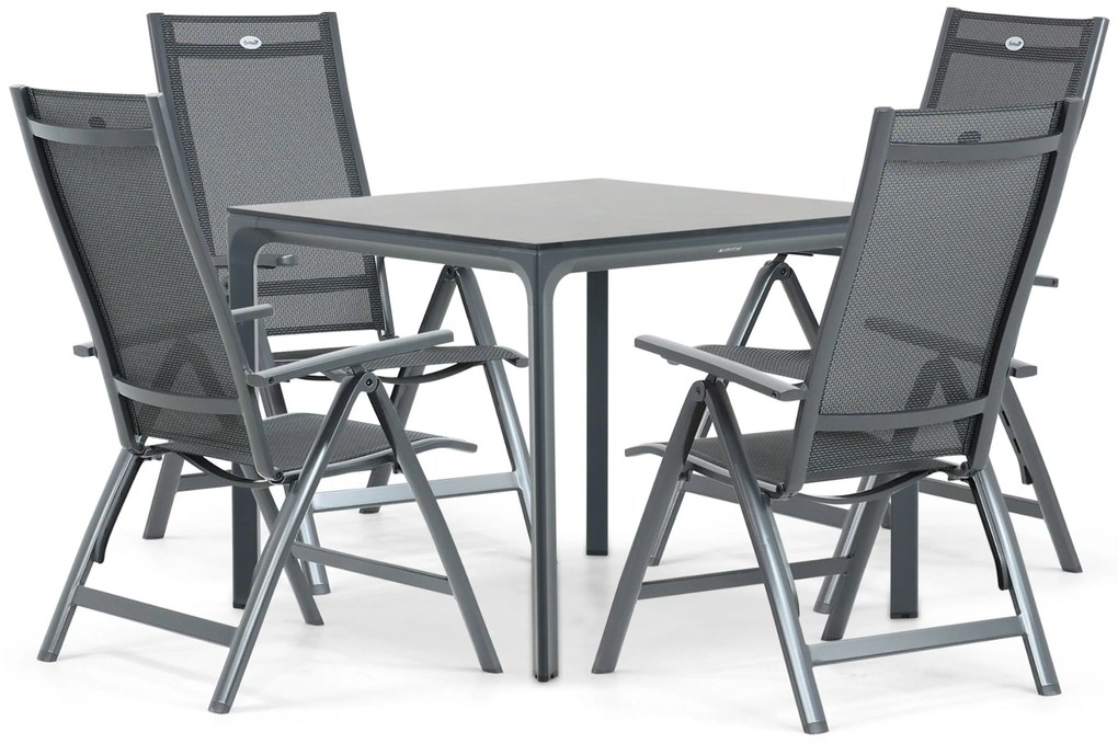 Tuinset 4 personen 90 cm Aluminium/textileen Grijs Hartman Royal