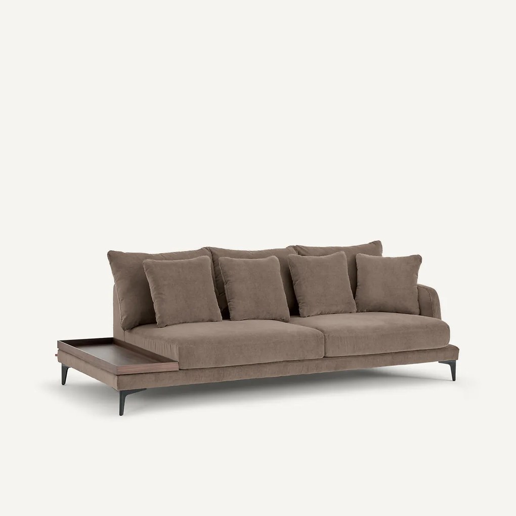 Halve bank met tafelblad van stoned fluweel, MODERNISTE