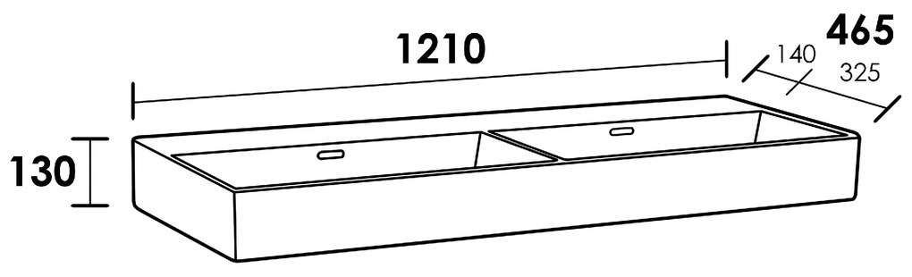 Sanituba Legend wastafel 120cm keramiek Wit zonder kraangaten