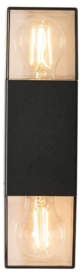 Buiten wandlamp zwart met smoke kap 2-lichts IP44 - Denmark