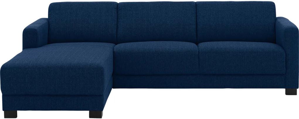 Goossens Hoekbank My Style Met Chaise Longue Stof Grof Geweven blauw, stof, 2-zits, stijlvol landelijk met chaise longue links