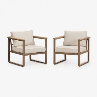 Set Van 2 Aluminium Tuinfauteuils Lipov Moka Bruin - Sklum