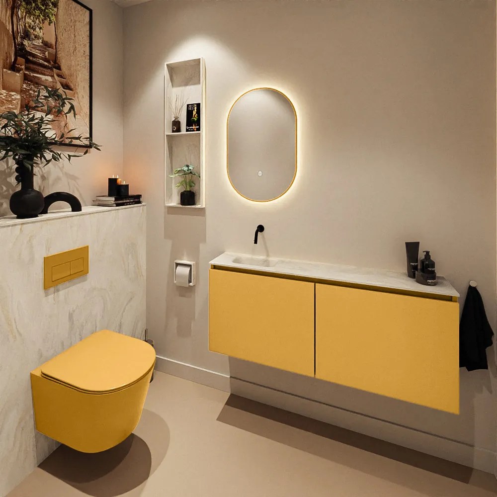 Mondiaz Ture DLux toiletmeubel 120cm ocher met wastafel ostra links zonder kraangat