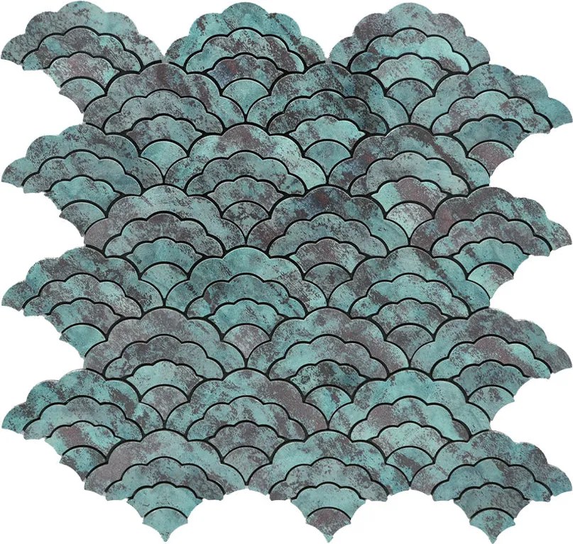 Zelfklevende Mozaïektegels Metaal | Waaier Patina Koper | 26,8×28,1 cm | Keuken, Bad & WC