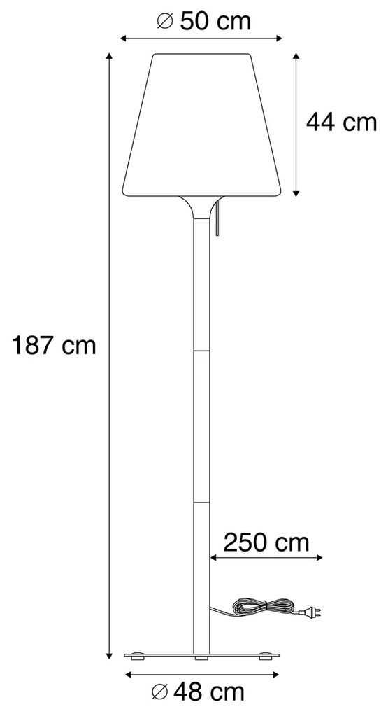 Moderne buiten vloerlamp zwart met witte kap IP44 - Big Virginia Modern E27 IP44 Buitenverlichting
