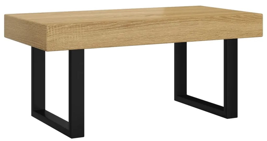 vidaXL Salontafel 90x45x40 cm MDF en ijzer lichtbruin en zwart