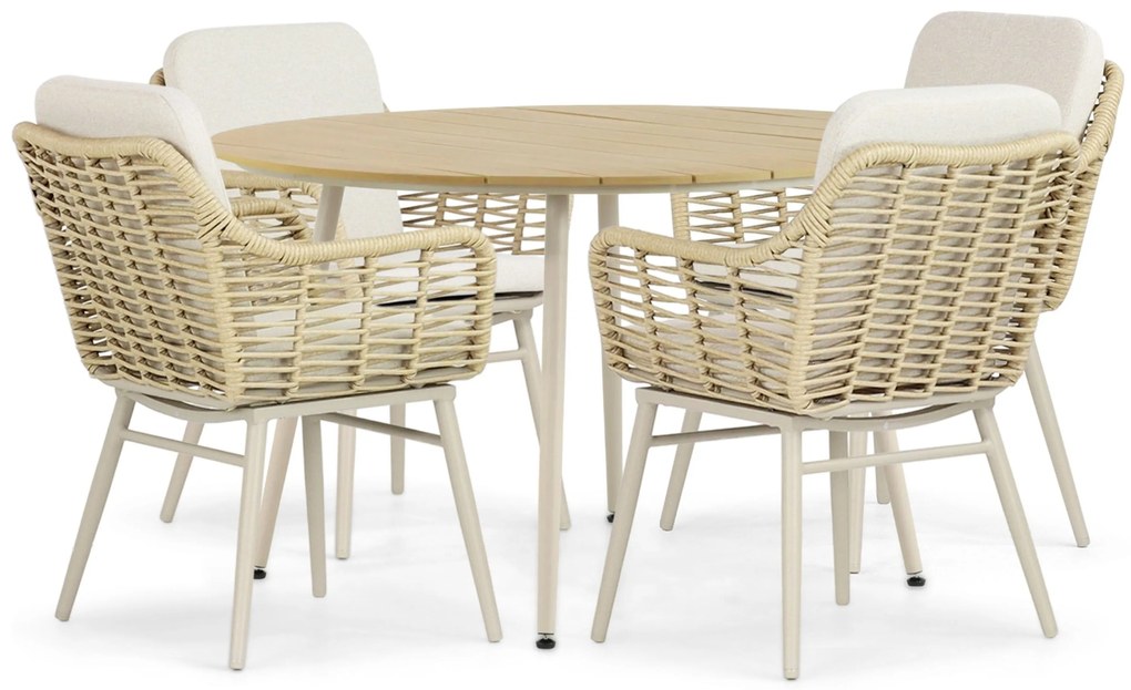 Tuinset 4 personen 125 cm Aluminium/rope Taupe Coco Antoni/Matale