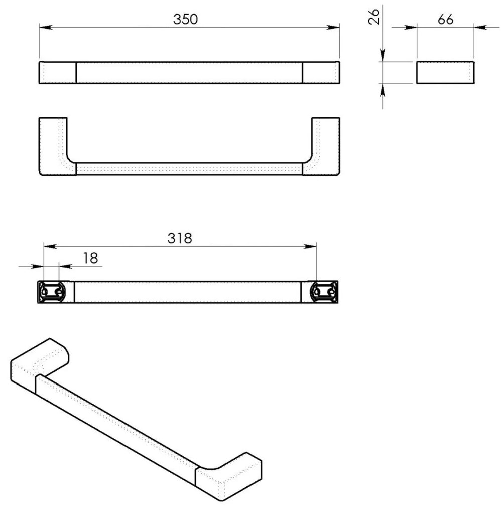 Gedy Pirenei handdoekhouder 35cm mat zwart