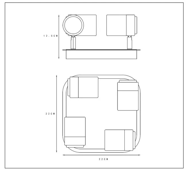 Lucide Lennert plafondlamp 4 spots 5W zwart