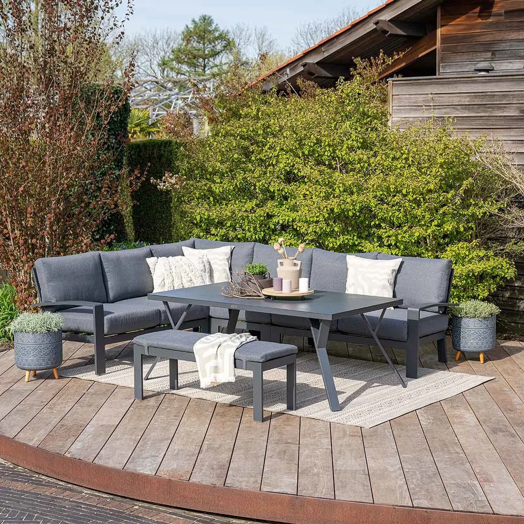 Garden Impressions Camilo lounge dining set 6-delig links - donker grijs