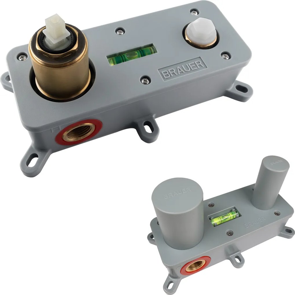 Brauer Stripe inbouw wastafelkraan ColdStart met rechte uitloop en rozetten model A2 RVS geborsteld PVD