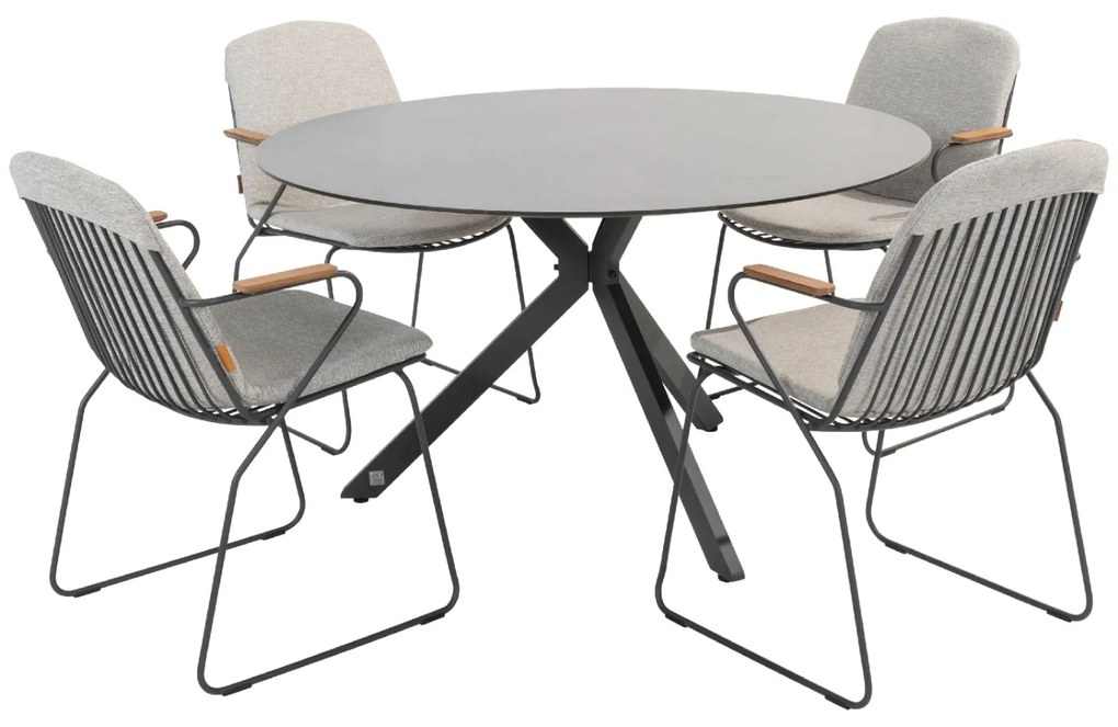 4 Seasons Veneto/Locarno ronde tuinset - Ø130 cm. - stapelbaar