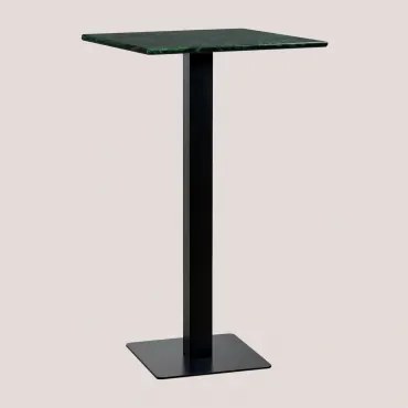 Vierkante Hoge Barkruktafel 60x60 Cm In Livanto Marmer Zwart & Groen Marmer Big Flower - Sklum