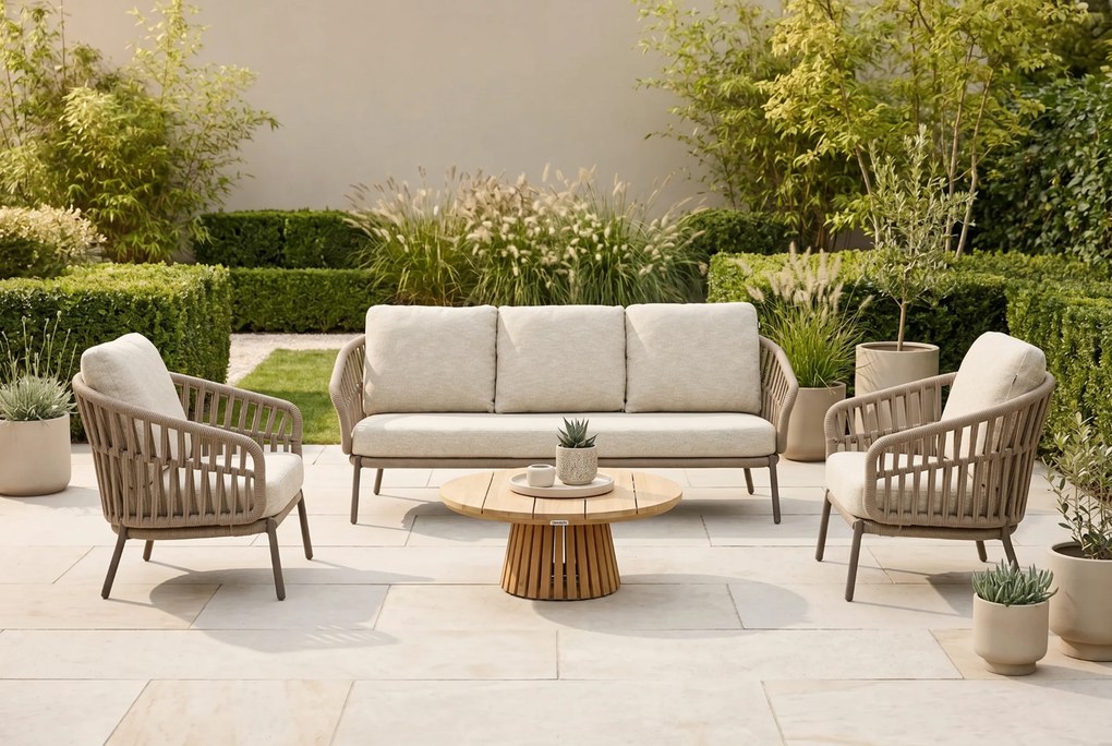Stoel en Bank Loungeset 5 personen Rope Zand/Beige Coco Elara/Fungo