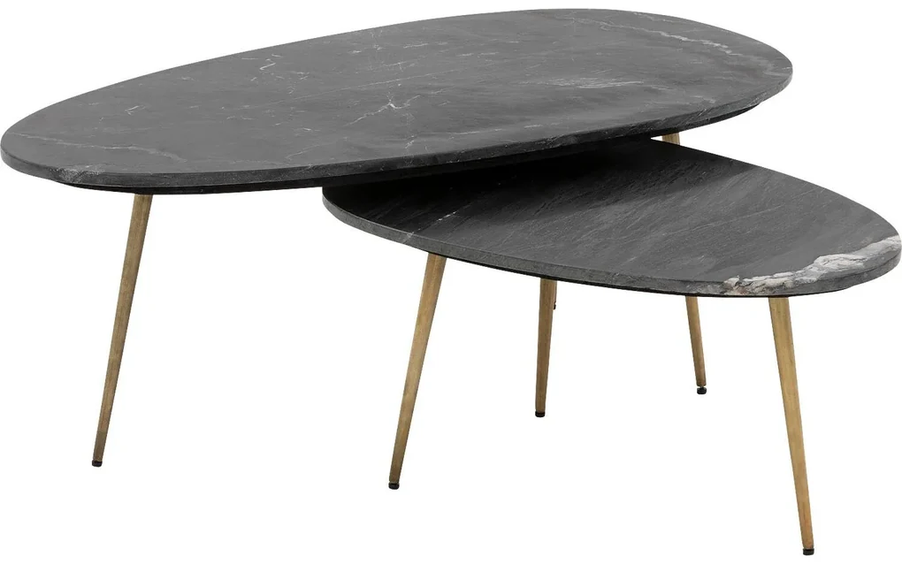 Goossens Salontafel Enzo ovaal, marmer zwart, elegant chic, 110 x 40 x 55 cm