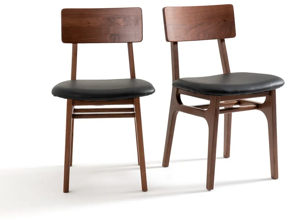 Set van 2 stoelen in notenhout en leer, Larsen