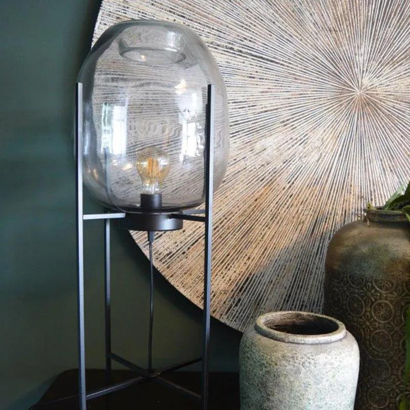 PTMD Chett Staande Lamp Met Glazen Bol Transparant 70 Cm