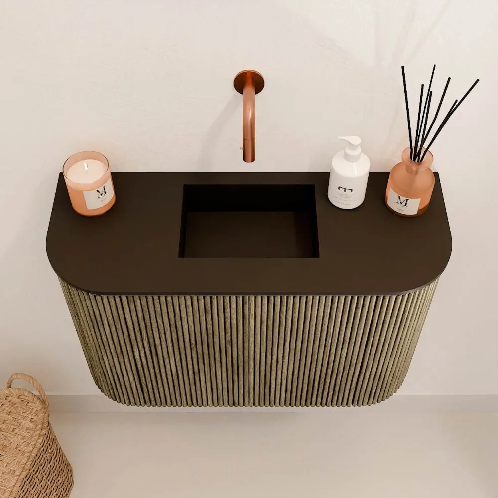 Mondiaz Joya 65cm toiletmeubel ronding links/rechts dusk met wastafel faye midden zonder kraangat urban