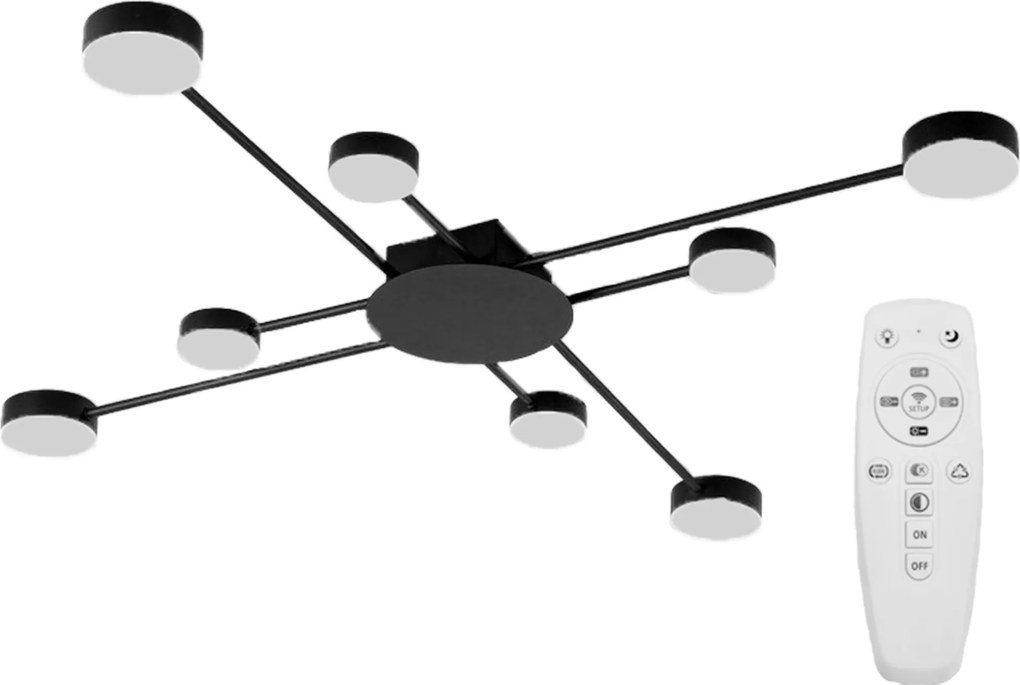 MODERNE PLAFONDLAMP ZWART 8-ARM LED APP523-8C
