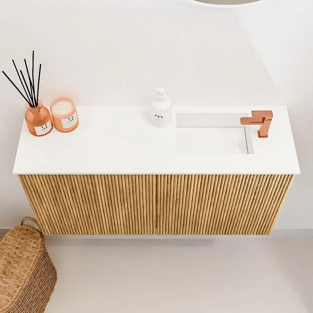 Mondiaz Joya 80cm toiletmeubel oak met wastafel faye rechts 1 kraangat talc