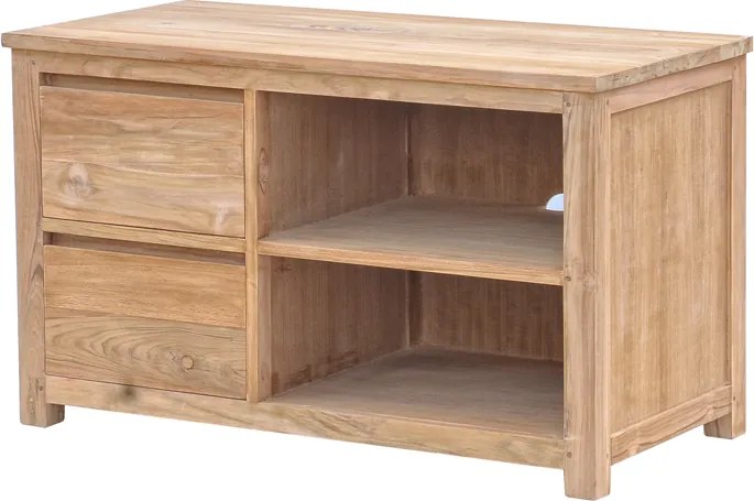 Hoog Tv-meubel Teak - 2 Lades - 100cm - 100x50x60cm.