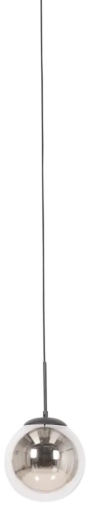 Art Deco hanglamp zwart met smoke glas incl. rail adapter 1-fase - Iconic Flore