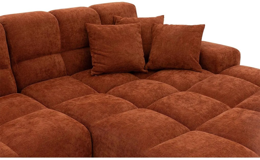 Goossens Excellent Bank Kubus - 40 X 40 Cm Stiksel rood, stof, 1,5-zits, modern design met chaise longue links