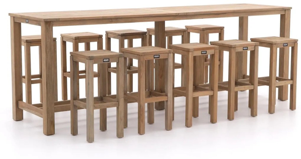 Barset ROUGH  | 10 personen | Tuinset teakhout | 11-delig | Kees Smit Tuinmeubelen