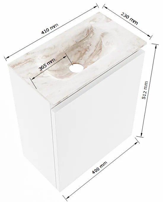 Mondiaz Ture DLux toiletmeubel 40cm urban met wastafel glace midden zonder kraangat