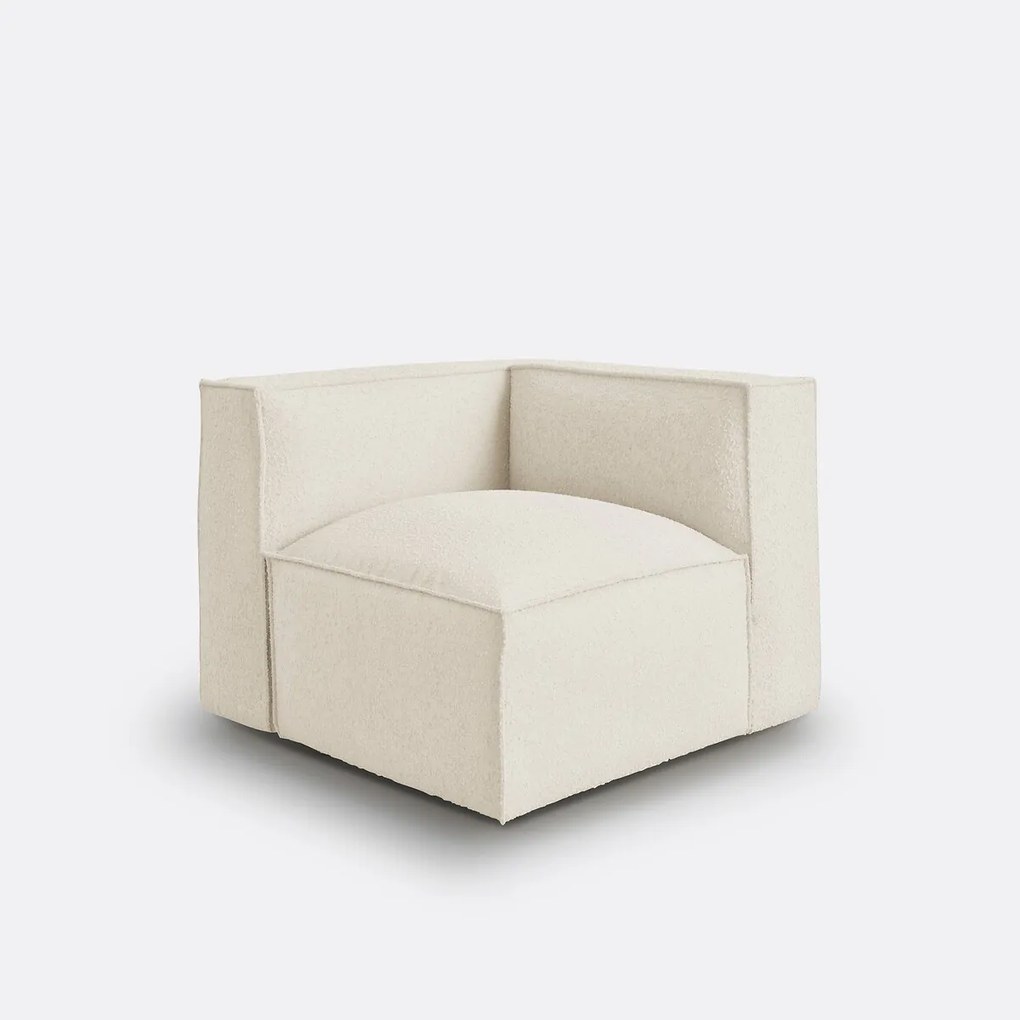 Hoekelement voor modulaire bank, in bouclé stof, Seven