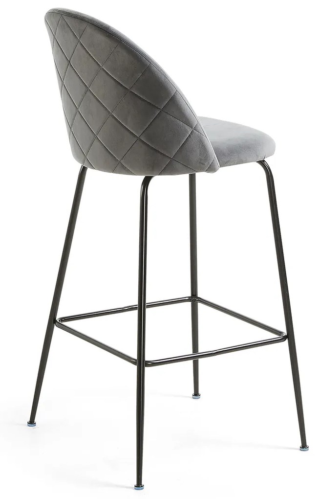 Kave Home Ivonne Fluwelen Design Barstoel Grijs