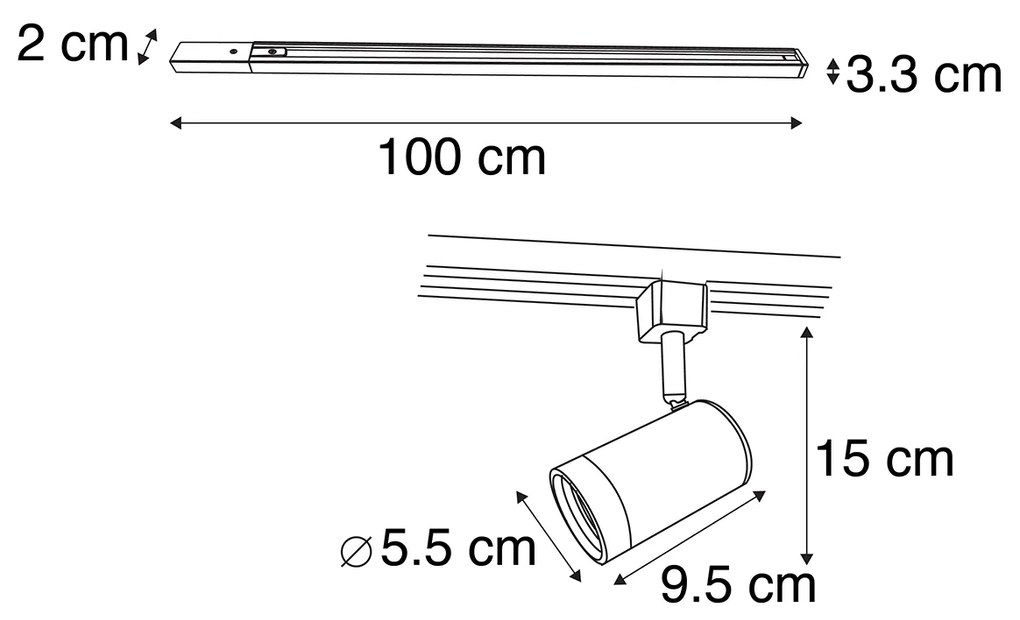 Modern 1-fase railsysteem met 15 Spot / Opbouwspot / Plafondspots wit - Iconic Jeana Modern GU10 Binnenverlichting Lamp