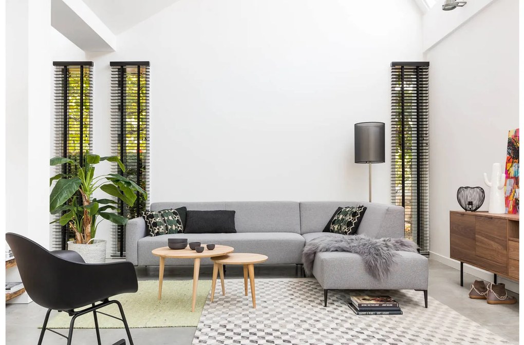 Goossens  Key West lichtgrijs, stof, 2,5-zits, modern design met ligelement rechts