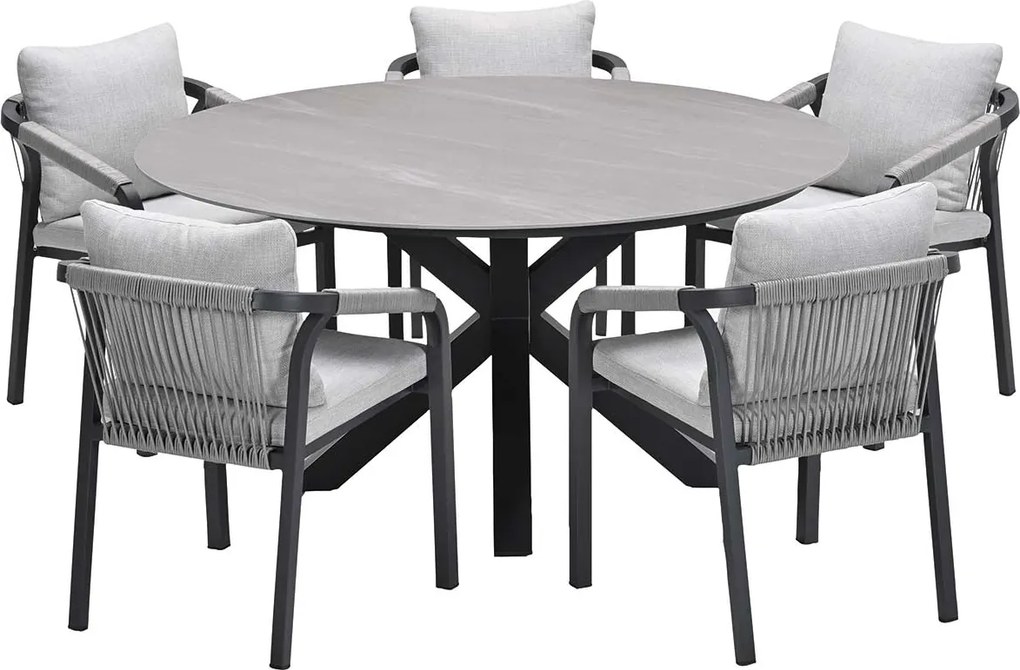 Garden Impressions Tarera tuinset 6-delig - Duuk tuintafel Ø150 cm