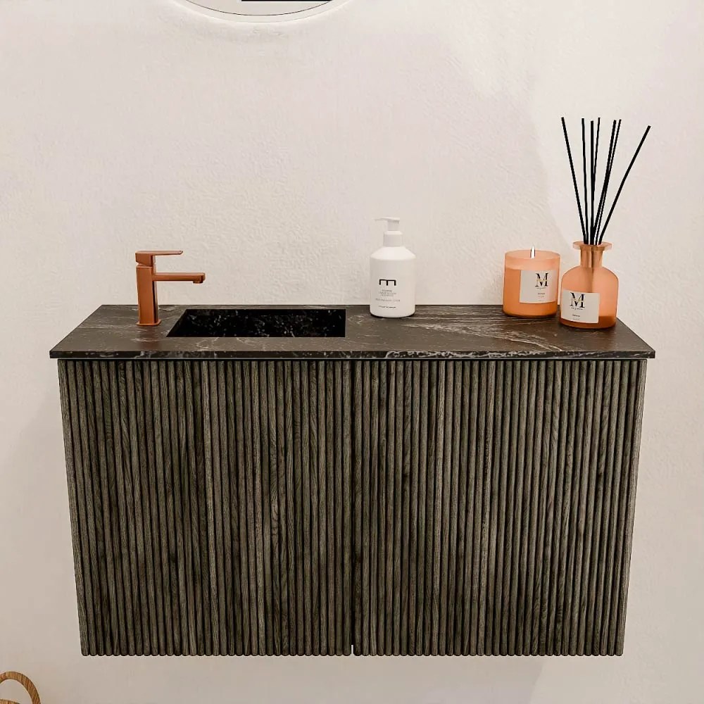Mondiaz Joya DLux 70cm toiletmeubel shadow met wastafel faye links 1 kraangat lava