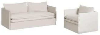 Woonkamerset Met 3-zitsbank En Fauteuil In Linnen En Katoen Grace Stof Beige - Sklum