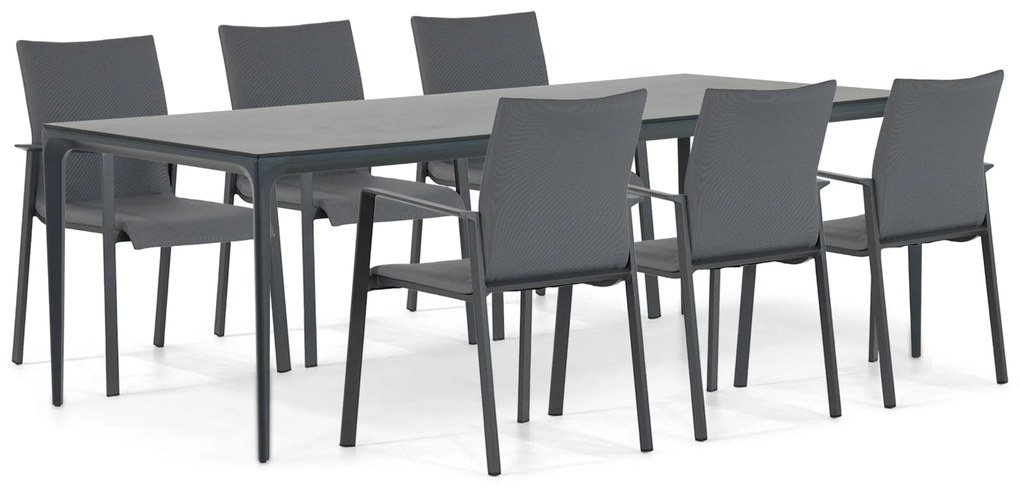 Tuinset 6 personen 220 cm Aluminium/textileen Grijs Lifestyle Garden Furniture Rome/Cesar