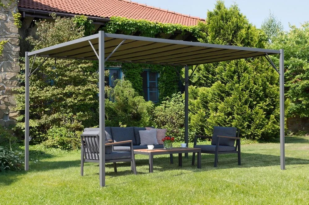 Antracietkleurige terraspergola Malaga 3x3 m Garden Point