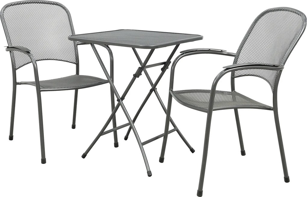 Carlo stapelbare balkonset 3-delig strekmetaal 60x60 cm. - Antraciet