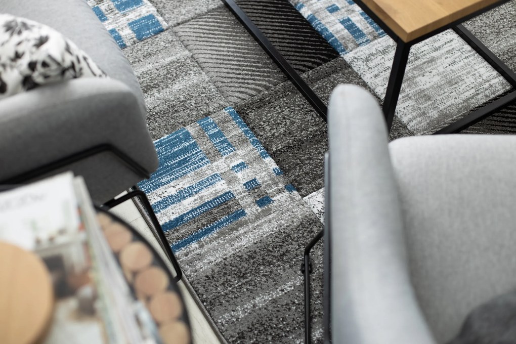 Tapijt ALTER Siena Vierhoeken , geruite blauw