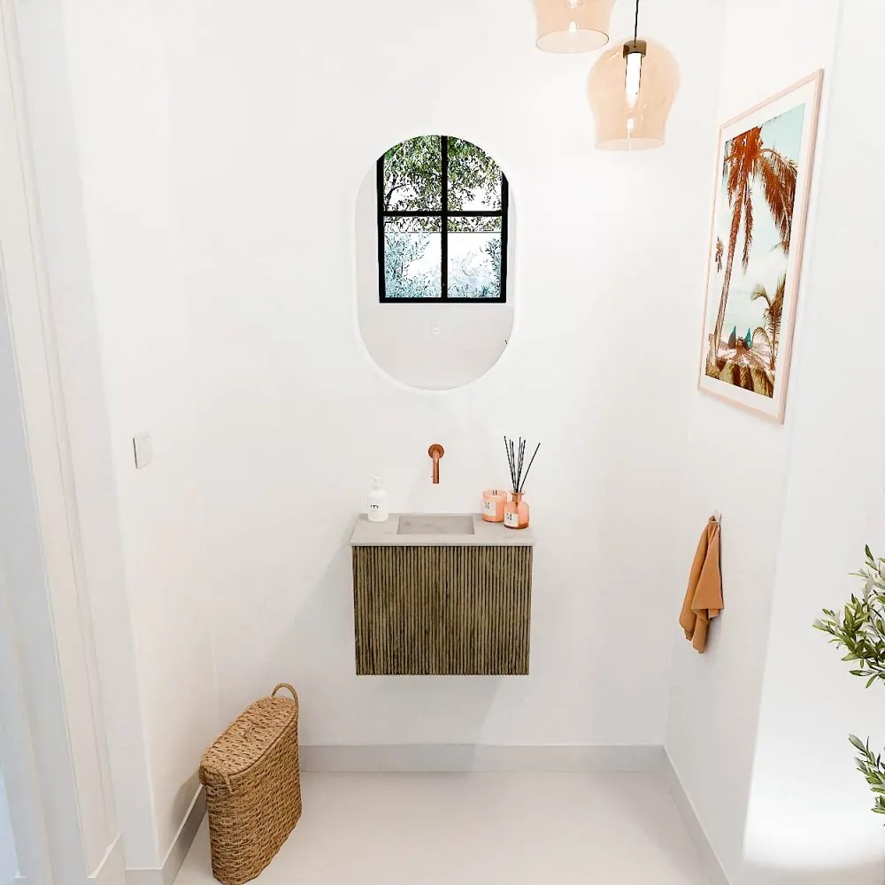 Mondiaz Joya DLux 50cm toiletmeubel dusk met wastafel faye links zonder kraangat opalo