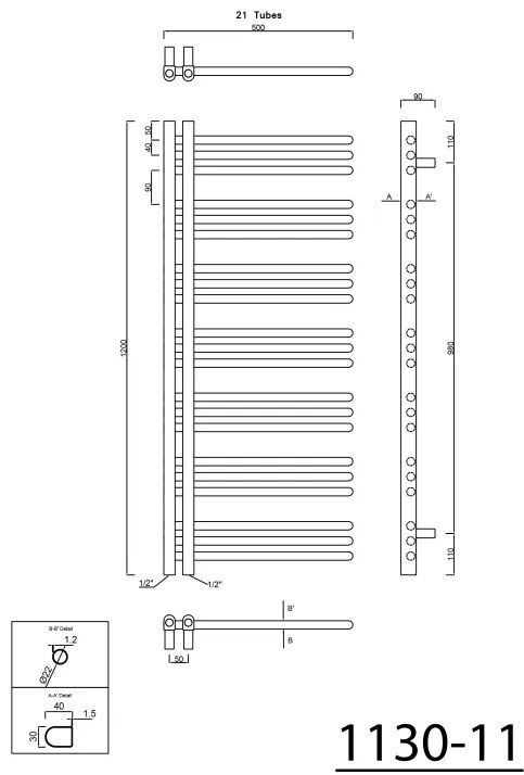 Sapho Dorlion radiator chroom 50x120cm 378W