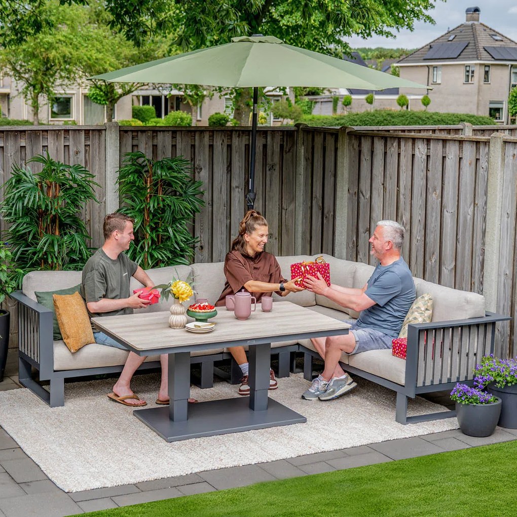 Garden Impressions Gabon - Brugge lounge dining set 5-delig - donker grijs