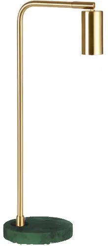 Marmeren Tafellamp, Metaal, E27 Fitting, â15x28cm, Messing / Groen Marmer
