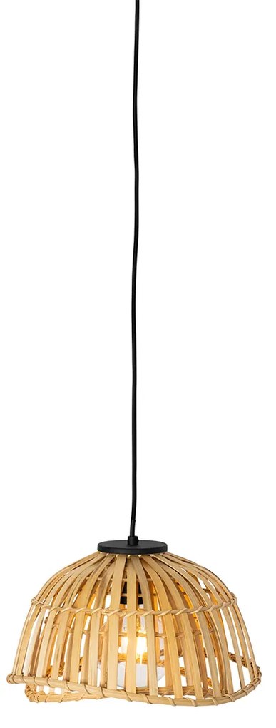 Oosterse hanglamp zwart met naturel bamboe 30 cm - Pua