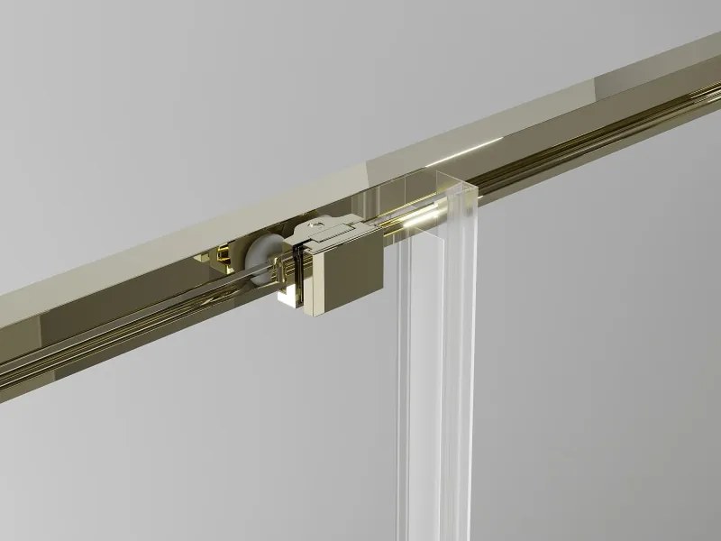 Mexen Exo-S Duo vierkante, verschuifbare douchecabine 100 x 100 cm, transparant, goud - 8111-100-100-50-00