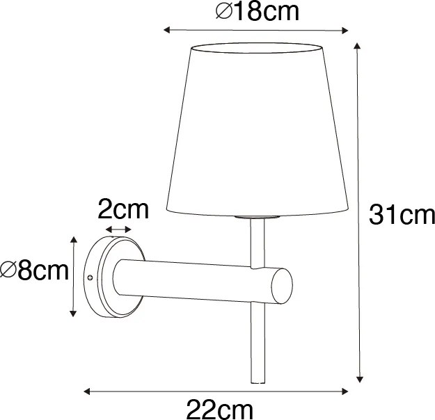 Moderne wandlamp brons met witte kap - Pluk