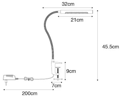 Klem bureaulamp staal incl. LED met touch dimmer - Lionard